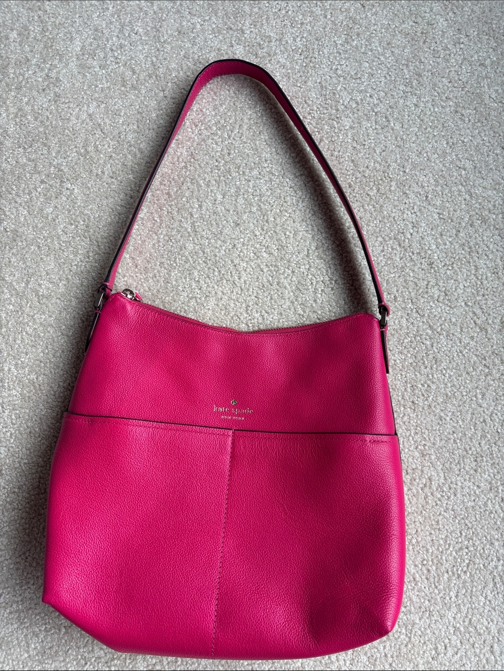 kate spade Bright Fuchsia Leather Shoulder Hobo Bag